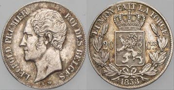 20 Centimes 1853 Belgie-koenigreich Leopold I 1831-1865, Verzenden
