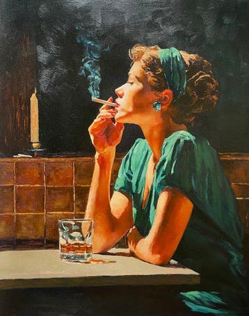Elena Rigano (XXI) - Notte verde, Antiek en Kunst