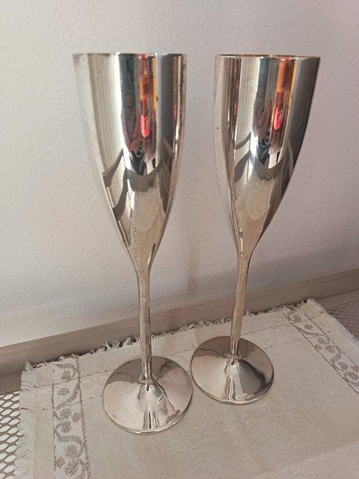 Champagne fluitje (2) - .800 zilver, Antiek en Kunst, Antiek | Goud en Zilver