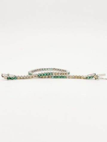 Armband - 18 karaat Witgoud Smaragd - Diamant, Nieuw