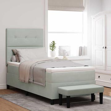 vidaXL Boxspring bed met hoofdeinde Lichtgrijs 200 x 90 cm, Verzenden, Nieuw, Stof