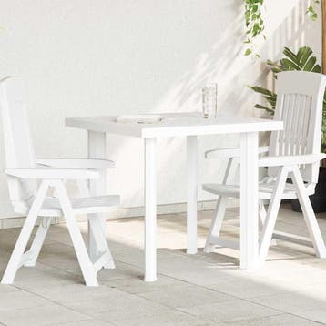 vidaXL Tuintafel 80x75x72 cm kunststof wit, Verzenden, Nieuw, Kunststof