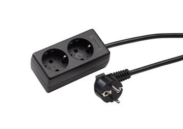 Martin Kaiser 2-weg contactdoos met aarding 3m kabel zwart, Verzenden, Nieuw, Overige typen