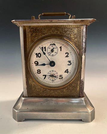 Reisklok, Wekker - Antiek Metaal, Messing - 1900-1910 -