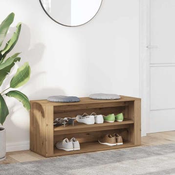 vidaXL Schoenenbankje 100x35x45 cm bewerkt hout artisanaal, Verzenden, Nieuw