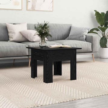 vidaXL Salontafel Zwart Eiken 55 x 55 x 42 cm Bewerkt hout, Verzenden, Vierkant, Nieuw, 50 tot 100 cm