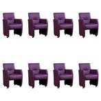Set van 8 Leren eetkamerstoelen Pleasure - Toledo Aubergine, Ophalen of Verzenden, Nieuw, Leer