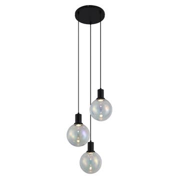 Design hanglamp zwart met regenboog glas rond 3-lichts -, Huis en Inrichting, Verzenden, Nieuw, Design