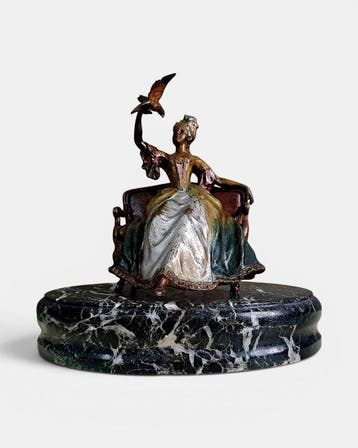 Beeld, Scultura in bronzo colorato a freddo, Dama con, Antiek en Kunst