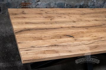 Oud eiken eettafel | recht | ovaal | rond, Eikenhout, Vijf personen of meer, Stoer, robuust, industrieel & landelijk, Nieuw