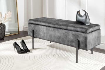 Moderne kistbank LOFT 100 cm grijze fluwelen bank met, Ophalen of Verzenden, Nieuw