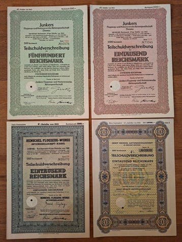Document - 4 Duitse luchtvaartaandelen 1942-1943 - Junkers,