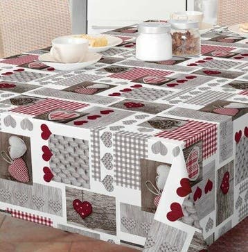 NIEUW: Brocant tafelzeil tafelkleed hartjes met 50% korting, Nieuw