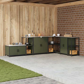 vidaXL Keukenplankeenheid HATTEM Olijfgroen 40 x 50 x 92 cm, Verzenden, Nieuw