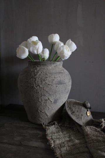 Unieke stenen kruik met deksel Kama 38 cm, Huis en Inrichting, Woonaccessoires | Vazen, Ophalen of Verzenden, Nieuw