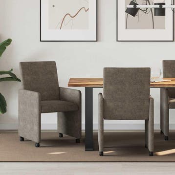 vidaXL Eetkamerstoelen met Wieltjes 2 st Faux suede leer, Huis en Inrichting, Stoelen, Verzenden, Nieuw, Grijs