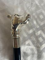 Wandelstok - Hout, Messing, Jachthond - 925/1000 zilver