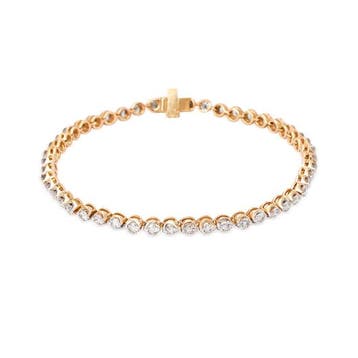 Tennis armband - 14 karaat Geel goud - 2.47ct. tw. Diamant, Sieraden, Tassen en Uiterlijk, Antieke sieraden