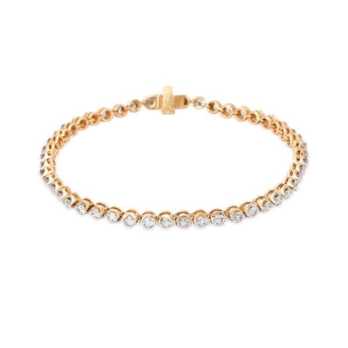 Tennis armband - 14 karaat Geel goud - 2.47ct. tw. Diamant, Sieraden, Tassen en Uiterlijk, Antieke sieraden