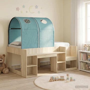 vidaXL Bed met Tunnel 3 st Sonoma eiken en lichtblauw, Verzenden, Nieuw, Bruin, Hout
