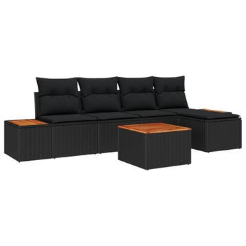vidaXL Tuinbankenset 6 st Zwart Poly riet, Tuin en Terras, Verzenden, Nieuw, 6 zitplaatsen