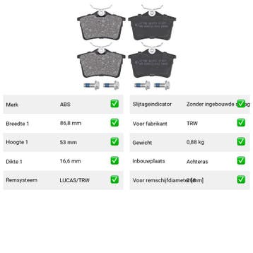 Remblokken Citroën Berlingo F-6,5/S22.5 Achteras - ABS Rembl, Auto-onderdelen, Verzenden, Nieuw, Citroën