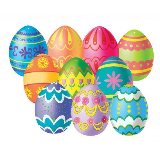 10x stuks wanddecoratie paaseieren van karton 12 cm - Paas.., Hobby en Vrije tijd, Feestartikelen, Ophalen of Verzenden
