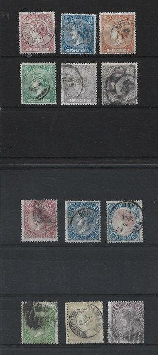 Spanje 1865/1866 - Drie series van Isabel II zonder 19, Gestempeld