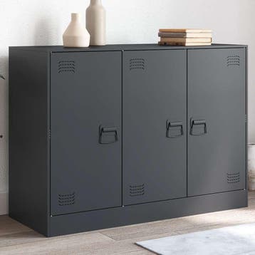 vidaXL Dressoir 99x39x73 cm staal antracietkleurig, Verzenden, Nieuw, 50 tot 100 cm, Metaal
