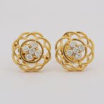 Oorstekers - 14 karaat Geel goud - 0.25ct. tw. Diamant, Sieraden, Tassen en Uiterlijk, Antieke sieraden