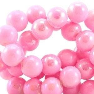 15 x Diamond coated glaskralen 8mm True pink, Hobby en Vrije tijd, Ophalen of Verzenden, Nieuw, Kraal