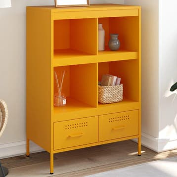vidaXL buffetkast 68x39x101,5 cm staal mosterdgeel, Minder dan 50 cm, Verzenden, 100 tot 150 cm, Nieuw