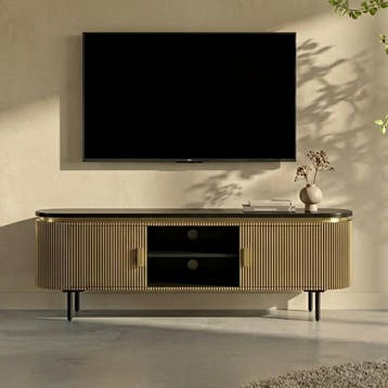 *WOONWINKEL* Tv-meubel Goud Met Ribbels, Huis en Inrichting, Kasten | Televisiemeubels, Verzenden, Nieuw