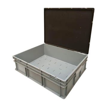 Stapelbak met scharnierdeksel, 800x600x230 mm, euronorm met, Ophalen of Verzenden