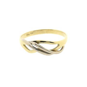 Bicolor gouden fantasie ring, Gebruikt, Ophalen of Verzenden, 17 tot 18, Dame