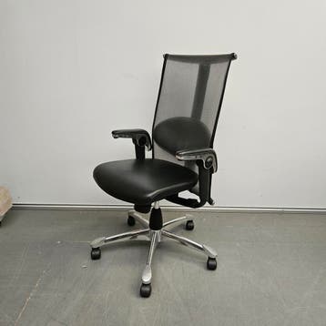 HAG H09 luxe vergaderstoel / bureaustoel - zwarte lederen be, Huis en Inrichting, Stoelen, Ophalen of Verzenden, Nieuw