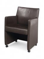 vdm. vergaderstoel, kunstleer-bruin, Huis en Inrichting, Stoelen, Ophalen of Verzenden, Gebruikt, Overige kleuren