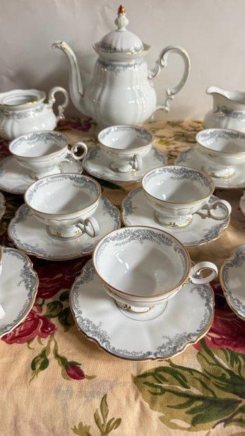 Hutschenreuther, Bavaria - Koffieservies (24) - Sylvia,, Antiek en Kunst
