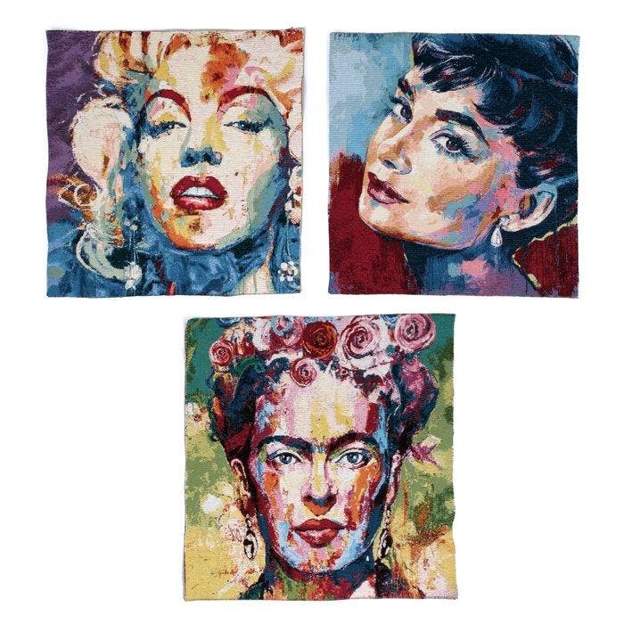 45 x 45 cm!!! 3 fantastische wandtapijten die mythen uit het, Antiek en Kunst, Antiek | Kleden en Textiel