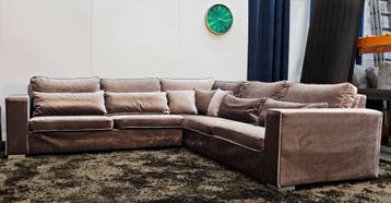 Velvet Hoekbank Bruin/Koper Vlours Hotel Chique - Kuster, Ophalen of Verzenden, Nieuw
