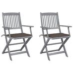 vidaXL Tuinstoelen 2 st inklapbaar met kussens massief, Verzenden, Nieuw, Hout