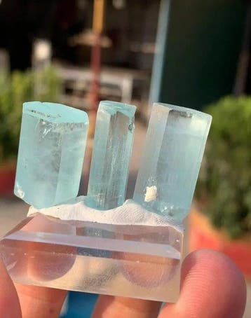 Blauwe aquamarijn kristallen uit de Shigar-vallei, Skardu,