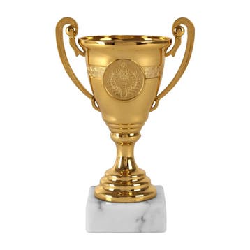 Trofee Goud met Handvatten Marmeren Voet, Verzenden, Nieuw, Feestartikel