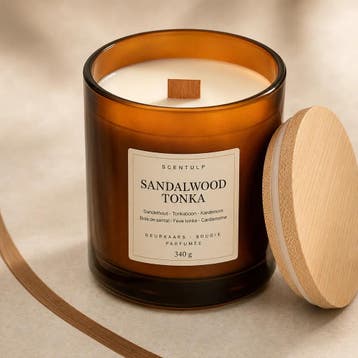 Scentulp Geurkaars Sandelhout Tonka 340 g, Geurverspreider, Verzenden, Wit, Overige merken