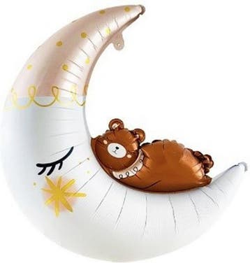 Folie ballon halve maan met beertje, Ophalen of Verzenden, Nieuw, Versiering, Geboorte of Huwelijk
