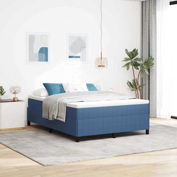 vidaXL Boxspringbed Blauw 140 x 200 cm Katoen Stof, Stof, Verzenden, Blauw, Nieuw