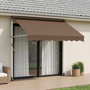 vidaXL Handmatig uitschuifbare luifel Taupe 300 cm, Tuin en Terras, Zonneschermen, Verzenden, Nieuw
