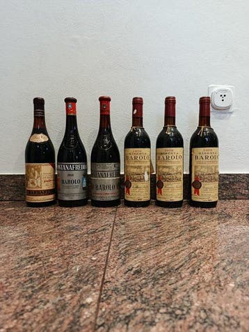 1976 Paolo Colla, 1985 & 1970 Fontanafredda, 1970 x3, Nieuw