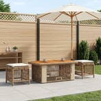 vidaXL Tuin eettafelset met kussen 4 pcs Beige en Crème poly, Verzenden, Nieuw, Rotan, 4 zitplaatsen