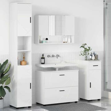 vidaXL Badkamermeubelset 4 st Hoogglans wit 35 x 30 x 192 cm, Verzenden, Nieuw, Overige typen
